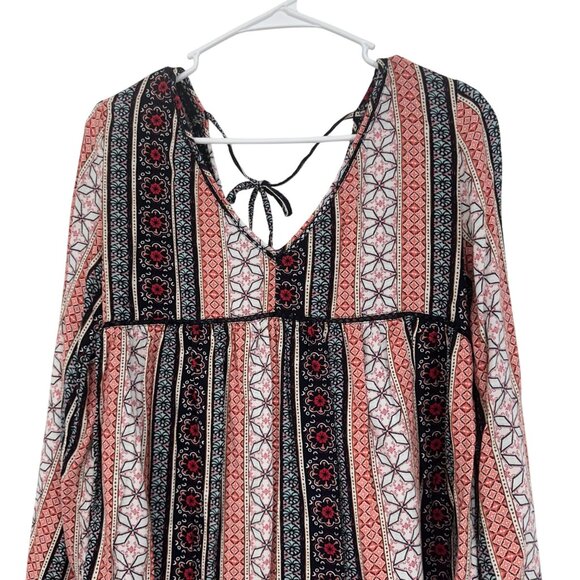 Abercrombie & Fitch Womens Boho Floral Stripe V-Neck Long Sleeve Blouse Top M - Picture 9 of 9